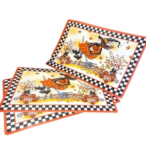 Vintage Daisy Kingdom Halloween Placemats Set 4 Witch Pumpkin Vinyl Fall Decor - Picture 1 of 5