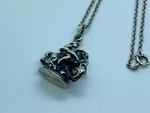 SILBERNE GLIEDERKETTE HALSKETTE KETTE SILBER 835 MIT ANHÄNGER REITER PFERD - Bild 1 von 13