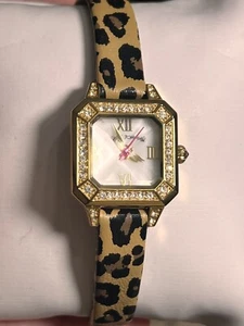 VTG Betsey Johnson Square Face Watch With Leopard Band - Picture 1 of 4