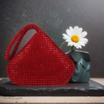 Women's Rhinestone Clutch Evening Bags Sparkly Glitter Triangle Purse Party Prom - Image 1 of 4