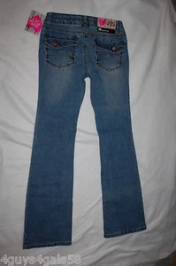 Girls MED BLUE FREESTYLE JEANS Bootcut LOW RISE Hege REAR FLAP POCKETS Size 14 - Picture 1 of 4
