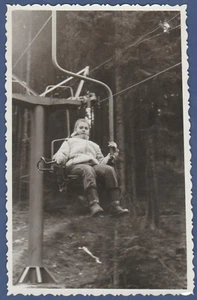 Beautiful girl going down the chairlift. Soviet Vintage Photo USSR - Picture 1 of 2