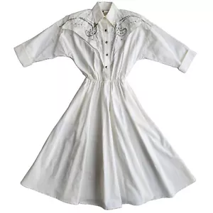 Abito vintage Lilia Smitty donna 3 western ricamato cowgirl prarie retrò country - Foto 1 di 17