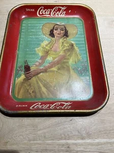 VINTAGE 1938 COCA-COLA SERVING TRAY "LADY IN THE YELLOW DRESS" - Picture 1 of 21