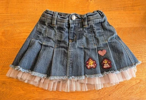 Disney Pleated Princess Patch Denim Skirt/Skort Tutu Belle Cinderella - Picture 1 of 7
