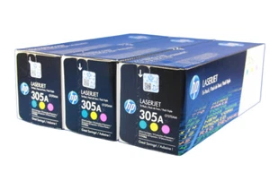 HP CF370AM 305A Toner Tripack Cyan Magenta Yellow -B - Afbeelding 1 van 1