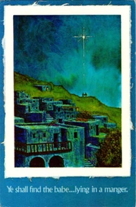 Litho Postkarte 1976 - Ihr sollt das Baby finden... in einer Krippe liegend - Weihnachten - Bild 1 von 2