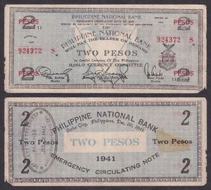 WW2 US Philippines 2 Pesos PNB  Iloilo C/S  BALLANGO Misamis Occ Emergency Note - Picture 1 of 4