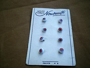 Antiques 8 small Round French porcelain BUTTONS  - Picture 1 of 6