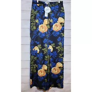 BOOHOO Womans Pants Size 8 Multicolor Floral Wide Leg Palazzo High Waist NWT - Picture 1 of 13
