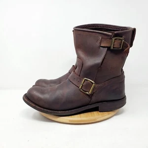Primeboots Ingenieurstiefel Damen 8 Motorrad braun Leder Biker Gürtelschnalle Dainite - Bild 1 von 14
