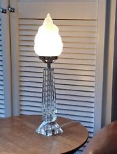 Chrome and Cut Glass Art Deco Style Table Lamp with White Torchiere Glass Shade