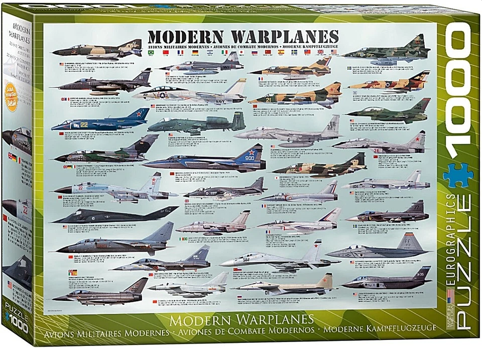 Modern Warplanes 1000 piece jigsaw puzzle   680mm x 490mm   (pz) - Image 1 of 1