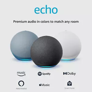 Amazon Echo (Newest Model), Alexa Speaker with Premium Sound, Ideal for Living R - Picture 1 of 12
