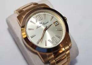 LUCIEN PICCARD LP Gold Plated Quartz Watch 42mm Running 316L 10026 - Picture 1 of 7