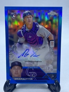 2023 Topps Chrome Update Brian Serven RC Blue Refractor Auto #/150 Rockies - Picture 1 of 4