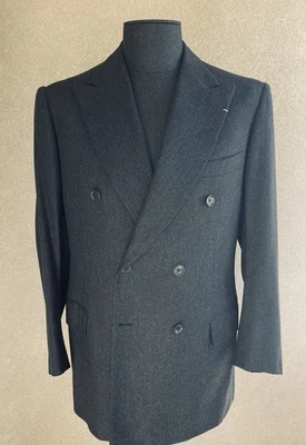 GIANNI CAMPAGNA Named Dbl. Breasted Gray Wool Suit  40-41 US, Trousers 34” Italy - Image 1 of 4