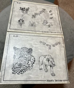 2 Vintage Original Tattoo Flash Sheets by Mum’s Tattoo 1993 11" X 14” - Picture 1 of 4