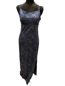Taboo Women's Size Large Blue Glitter Y2K Bodycon Maxi Dress - Vintage - Picture 1 of 6
