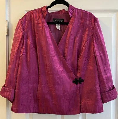 ALEX EVENINGS Women’s Dressy 3/4 Sleeve Jacket Wrap Top Iridescent Magenta 2X - Image 1 of 4