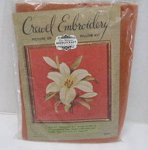 Kit de almohada bordada Elsa Williams Crewel flor de lirio óxido lino KC627 - Imagen 1 de 8