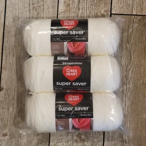 NEW 3 Rolls Red Heart Super Saver White Yarn of 198G/7Oz - Acrylic - 4 Medium - Picture 1 of 9