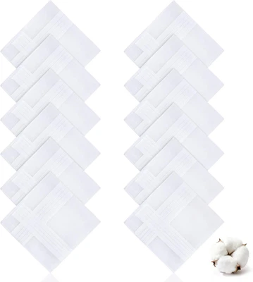 Pañuelos para hombre 12 piezas, pañuelo 100 % algodón suave, transpirable, elegante a Foto 1 de 4