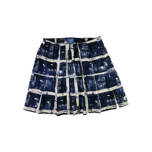 Vera Wang Pleated Skirt Medium Blue Abstract Knee Length A-Line Flare Designer - Picture 1 of 12