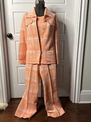 Vintage~1970's~Women Polyester Plaid Pantsuit ~3 pieces~JC Penney Fashions~ - Image 1 of 4