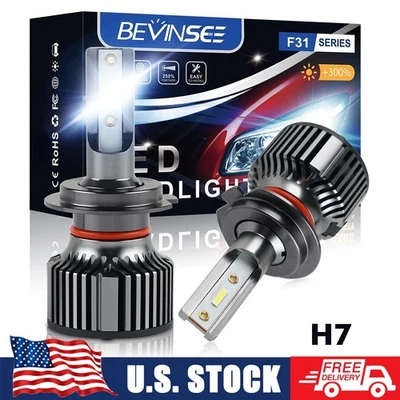 H7 LED Headlight Bulbs 6000K for BMW E81 E87 118i 120i 125i 2005-2019 Cold White - Image 1 of 4