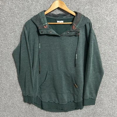 Maurices Green Plaid Lined Hoodie Size Small Comfy Snaps — 第 1/4 张图片