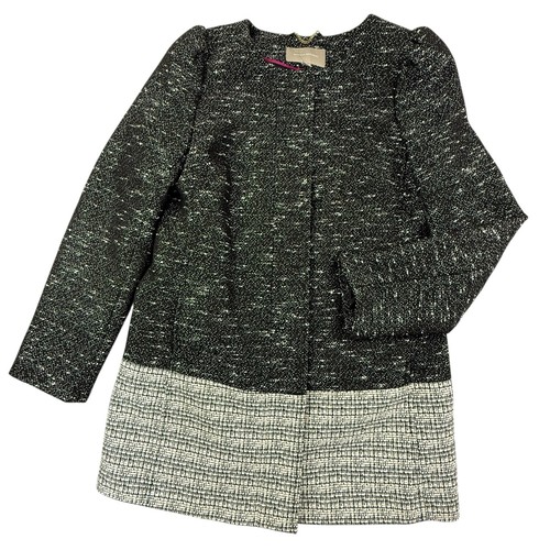 VETEMENTS Banana Republic senza colletto tweed boucle cappotto giacca donna medio nero panna