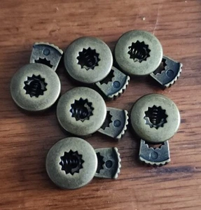 (6) Flat Round Plastic Cord Lock / Cord Stoppers Brown - 6 Pieces  - Picture 1 of 4