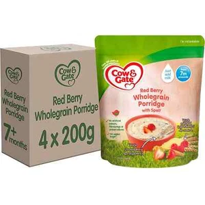 4 x 200g Cow & Gate Red Berry Wholegrain Porridge Baby Cereal 7+ Months - Picture 1 of 4
