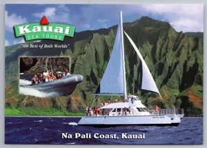 Kauai Sea Tours Catamaran Na Pali Coast Kauai 1990's HI postcard E1 - Picture 1 of 2