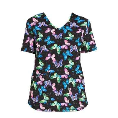 Scrubstar Women's Blissful Flutters V-Neck Scrub Top Size Small NWT - Image 1 of 4