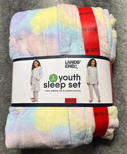 Lands End 3 Piece Girls Sleep Set Robe Pajama Top & Bottom Tie Dye (Choose Size) - Picture 1 of 6