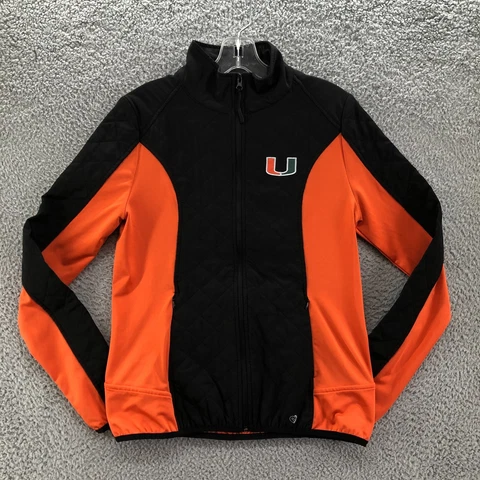 Miami Hurricanes Jacket Womens Medium Black Orange Full Zip NCAA Football Cover