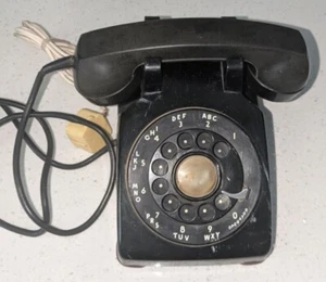 Vintage schwarzes Wählscheibentelefon C/D 500 3/55 mit Kabel - Bild 1 von 15