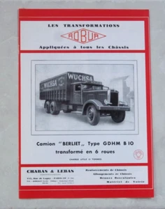 CATALOGUE : TRANSFORMATIONS ROBUR CAMION BERLIET ( FAC SIMILE CHARGE UTILE 1993 - Imagen 1 de 2