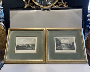 Pair of 18th Century W. Angus British Landscape Prints in Mid Century Frames - Picture 1 of 12