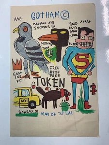 JEAN-MICHEL BASQUIAT Etching signed by hand Ultra Rare Art Auction Gold Mind! - Picture 1 of 8