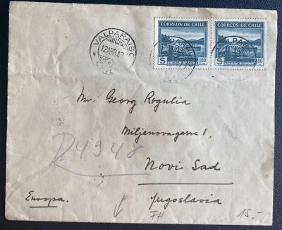 Cubierta de correo aéreo Valparaíso Chile 1940 a Novi Sad Yugoslavia sello de cera roja Foto 1 de 2