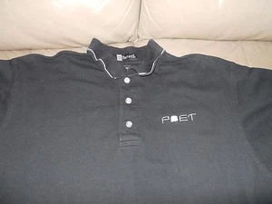 Men's Man's Black Polo Shirt Hartwell Size Large Poet Collar Shirts Clothes  - Picture 1 of 1