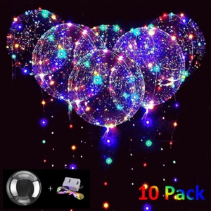 10 PCS Clear LED BOBO Balloons Decoration Light Up Party Birthday Wedding Xmas - Picture 1 of 12