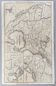 Antique 1845 William Woodbridge Color Map United States Mexico British Provinces - Picture 1 of 14