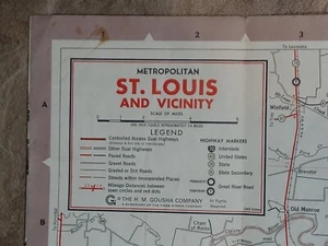 1960er Jahre St. Louis Missouri Phillips 66 Gas Oil Street Vintage Straßenwandkarte 1969 - Bild 1 von 13