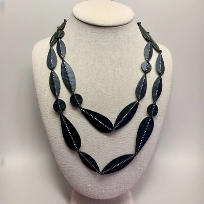 COLLAR CHICO'S NEGRO BRILLO MULTIHILO ACABADO MATE MODERNO CHIC CRISTALES CIRCONITA CÚBICA Foto 1 de 4