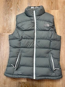 North Face Vest Womens Small S Grey Quilted Down Puffer 700 Hiking Outdoors - Picture 1 of 10