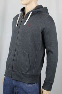 Polo Ralph Lauren Dark Grey Hoodie Full Zip Sweatshirt Burgundy Pony NWT - Picture 1 of 1